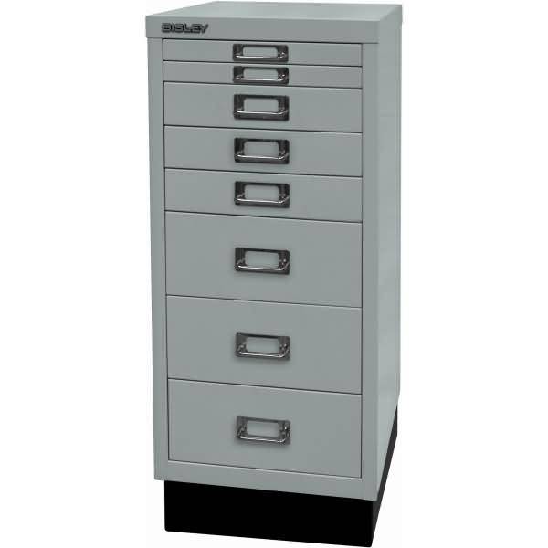 Bisley MultiDrawer™, 29er Serie mit Sockel, DIN A4, 8 Schubladen, Farbe silber