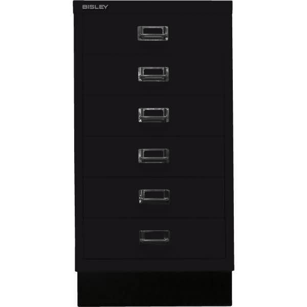 Bisley MultiDrawer™, 29er Serie mit Sockel, DIN A3, 6 Schubladen, Farbe schwarz