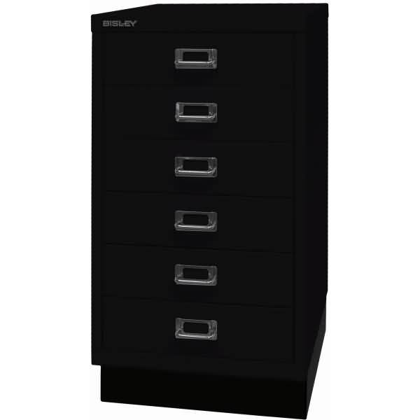 Bisley MultiDrawer™, 29er Serie mit Sockel, DIN A3, 6 Schubladen, Farbe schwarz