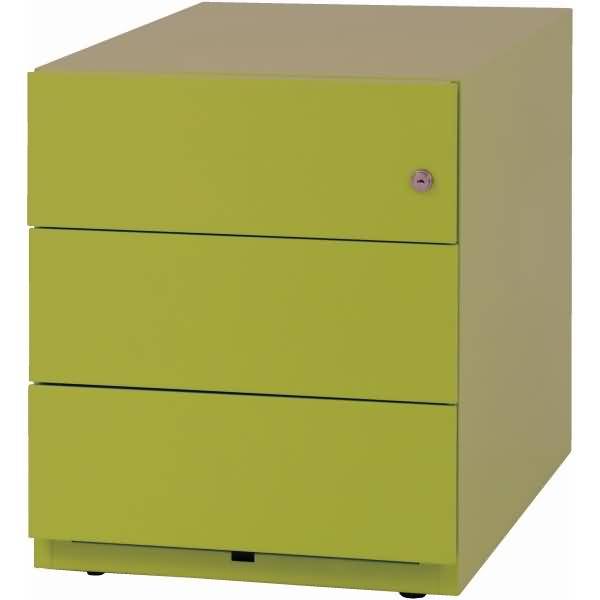 Rollcontainer Note NWA Stahl 3x Materialschub HxBxT 495x420x565mm gelb