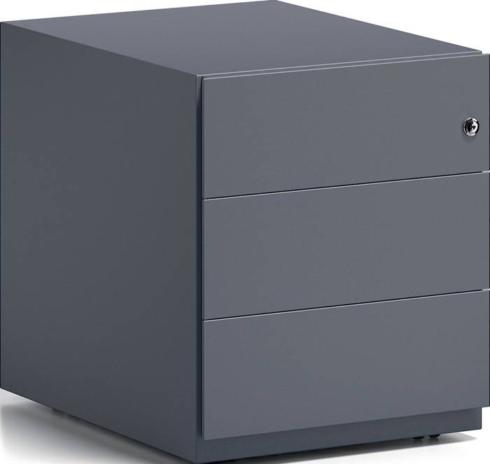 Rollcontainer Note? H495xB420xT565mm grau 3 Universalschübe