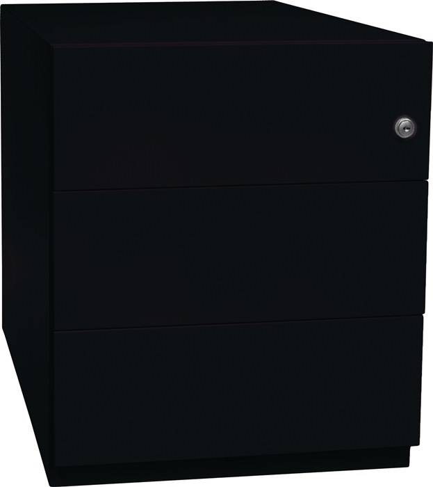 Rollcontainer Note? H495xB420xT565mm schwarz 3 Universalschübe