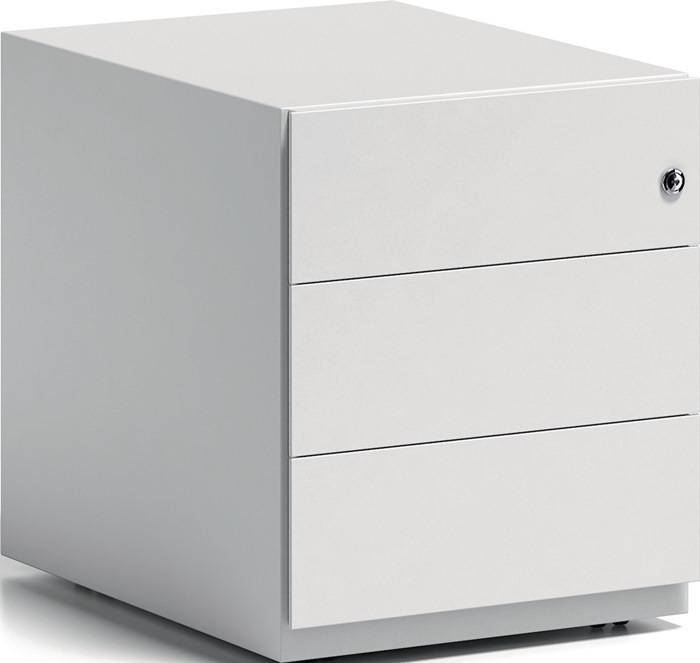 Rollcontainer Note? H495xB420xT565mm verkehrsweiß 3 Universalschübe