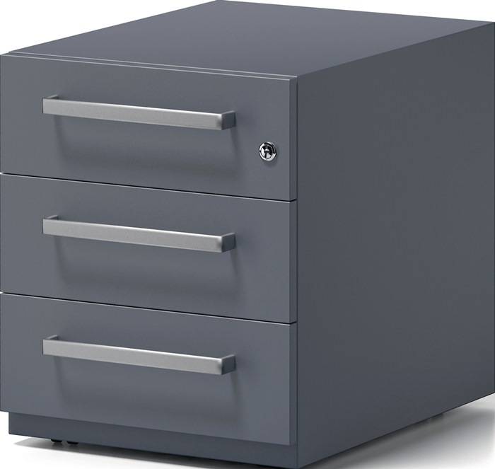 Rollcontainer Note? H495xB420xT775 mm grau 3 Universalschübe