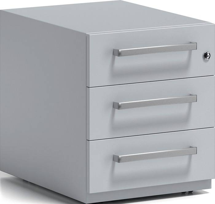 Rollcontainer Note? H495xB420xT775 mm lichtgrau 3 Universalschübe