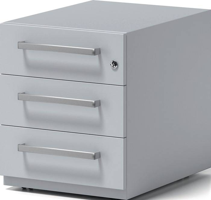 Rollcontainer Note? H495xB420xT565 mm lichtgrau 3 Universalschübe