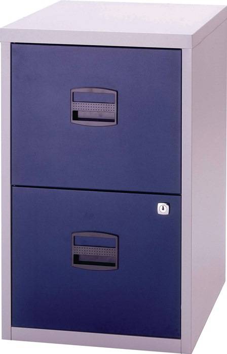 Hängeregistraturschrank H672xB413xT400mm 1-bahnig lichtgrau/oxfordblau 2 Schubl.