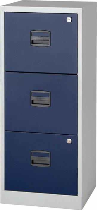 Hängeregistraturschrank H1015xB413xT400mm 1-bahnig lichtgrau/oxfordblau 3Schubl.