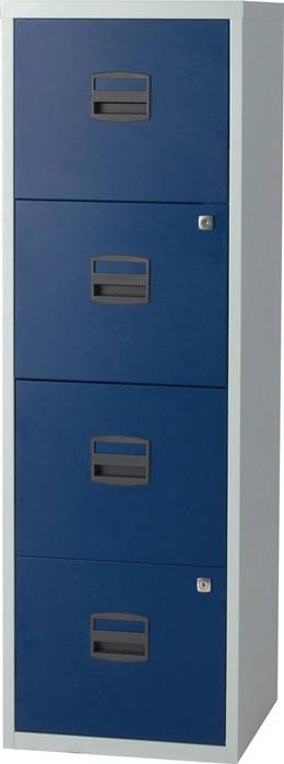 Hängeregistraturschrank H1321xB413xT400mm 1-bahnig lichtgrau/oxfordblau 4Schubl.
