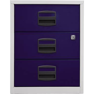 mobiler Beistellschrank PFA, 3 Universalschubladen, Farbe Korpus lichtgrau, Fron