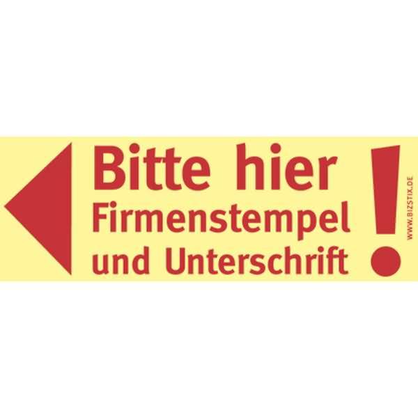 Haftnotizen 75x35mm gelb 'Bitte hier Firmenstempel und Unterschrift' VE=5 Blöcke