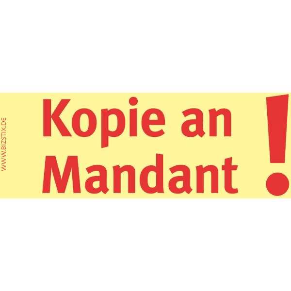Haftnotizen 75x35mm gelb 'Kopie an Mandant' VE=5 Blöcke