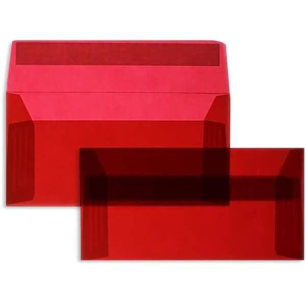 Briefumschläge Offset transparent DINlang 100g/qm HK VE=100 Stück intensivrot