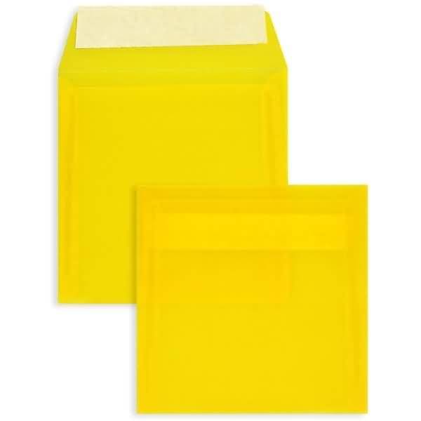 Briefumschläge Offset transparent 170x170mm 100g/qm HK VE=100 Stück intensivgelb