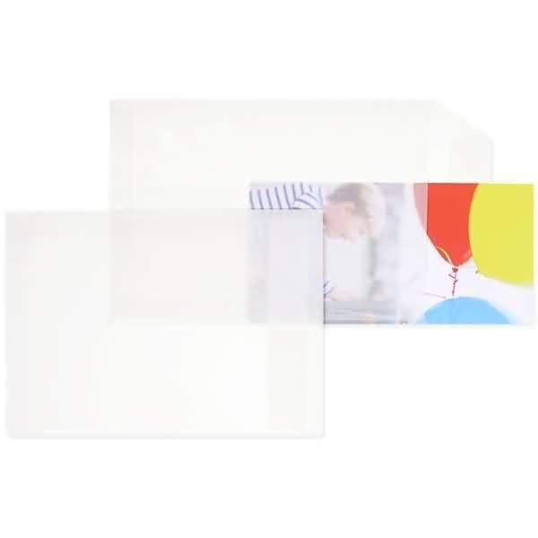 Versandtaschen B5 90g/qm haftklebend VE=100 St. transparent-weiß