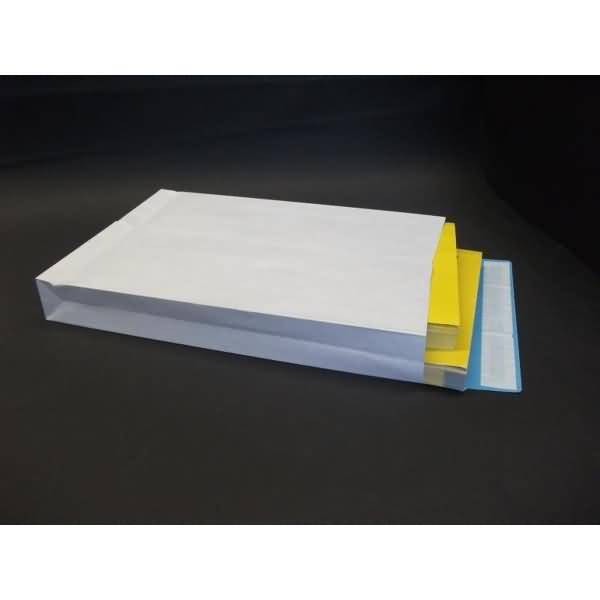 Faltentaschen 229x324x40mm C4 130g/qm HK VE=250 Stück weiß/blau