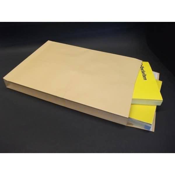 Faltentaschen 280x400x40mm B4 150g/qm haftklebend VE=250 St. braun