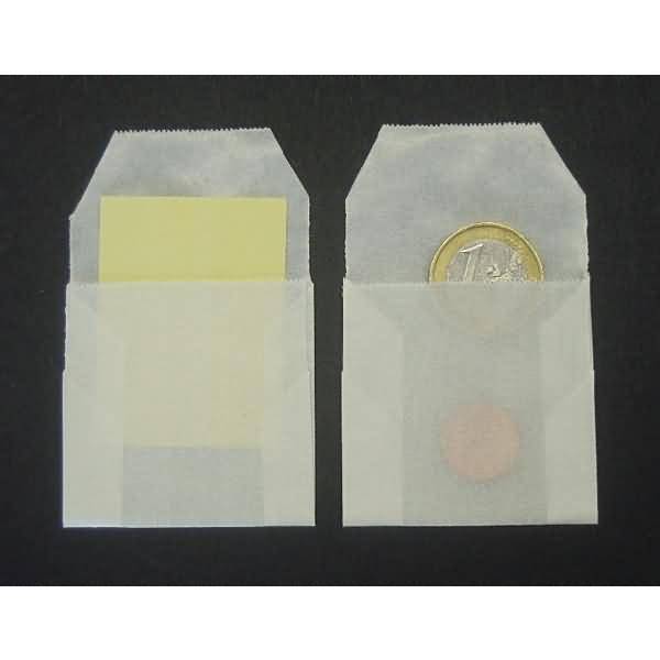 Münztüten 50x50mm 80g/qm ohne VE=100 Stück transparent-weiß