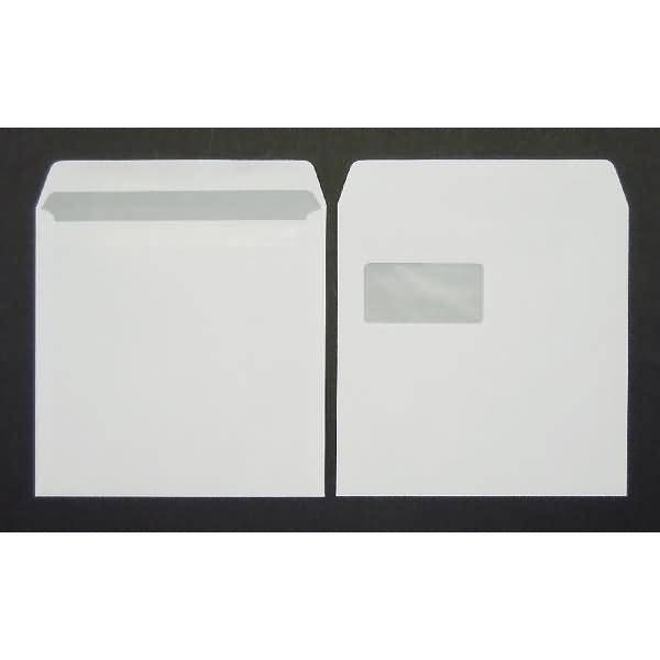 Briefumschläge 220x220mm 100g/qm selbstklebend Fenster VE=250 Stück weiß