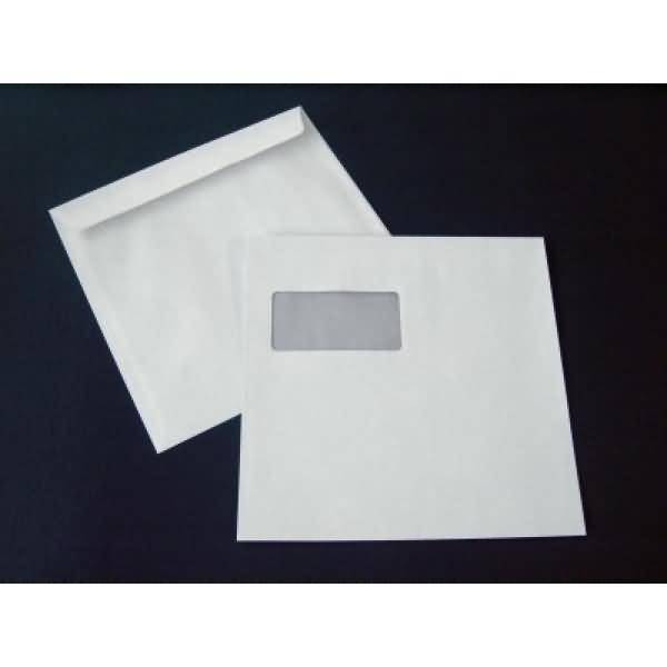 Briefumschläge 220x220mm 100g/qm haftklebend Fenster VE=100 Stück weiß