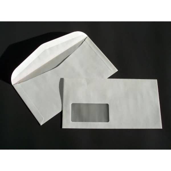 Kuvertierhüllen 125x235mm 80g/qm gummiert Fenster VE=1000 Stück weiß