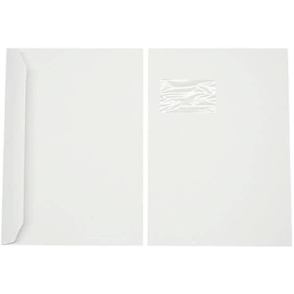 Kuvertierhüllen C4 100g/qm gummiert Fenster VE=250 Stück weiß