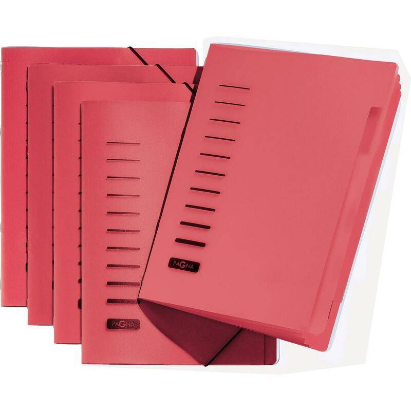 PAGNA Ordnungsmappe, DIN A4, aus PP, 6 Fächer, rot