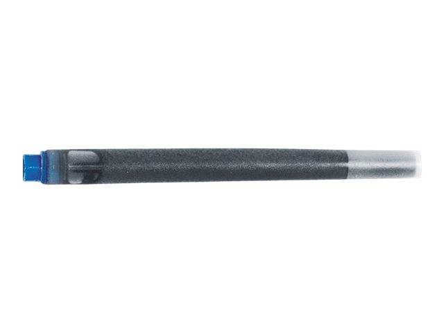 Schwarzer Stift oder Marker mit einer blauen Kappe auf weißem Hintergrund.