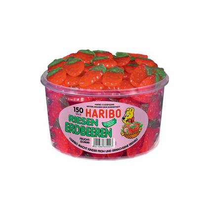 HARIBO Fruchtgummi RIESEN ERDBEEREN, 150er Runddose