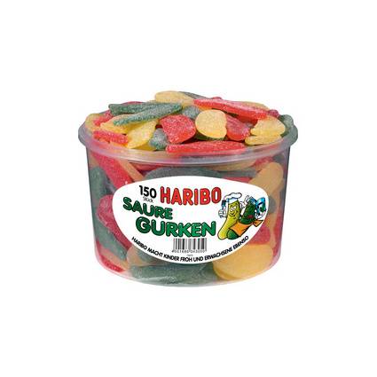 HARIBO Fruchtgummi SAURE GURKEN, 150er Runddose