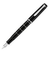 Pelikan M215, Schwarz, Silber, Integriertes Befüllsystem, Rundspitze, Edelstahl, Medium, Beidhändig