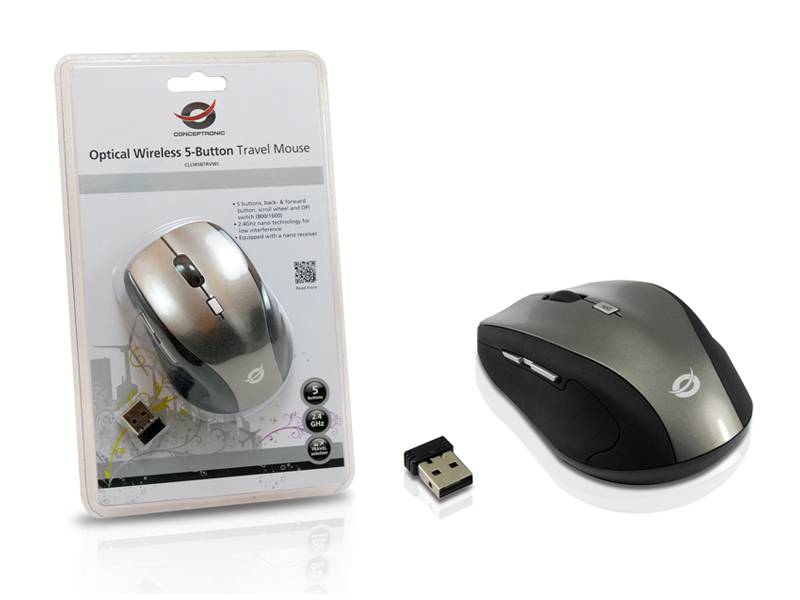 Conceptronic Lounge Collection C08-269 - Maus - optisch - 5 Tasten - kabellos - 2.4 GHz - kabelloser Empfänger (USB)