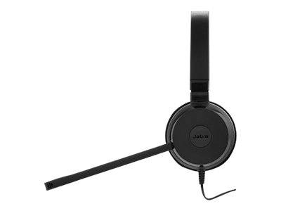 Schwarzes Over-Ear-Headset mit einem einzelnen Boom-Mikrofon auf einfachem weißen Hintergrund.