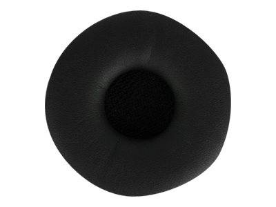 Schwarzer kreisförmiger Schaum- oder Gummiringring mit eingesenkter Mitte, gezeigt auf einem einfachen, hellen Hintergrund.