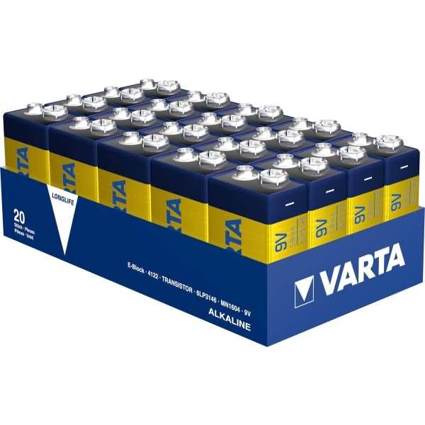 VARTA LONGLIFE Batterie E-Block (9V-Block) 20er