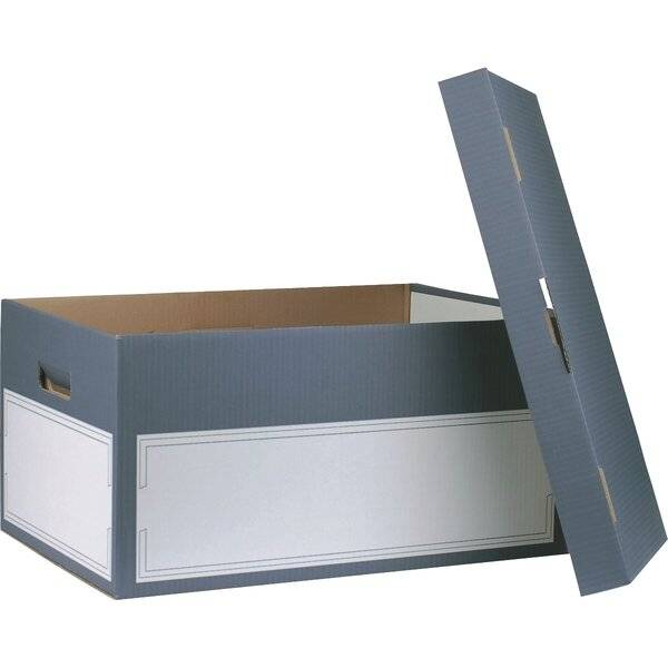 Archivbox mit separaten Deckel groß 440x345x280mm anthrazit/weiß 2 Stück