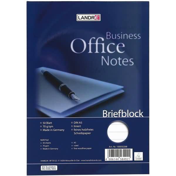 Briefblock A5 50 Blatt liniert 70g/qm holzfrei weiß