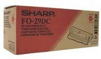 Karton mit Sharp FO-29DC Faxgeräte-Tonerkartusche mit Produktabbildung und Modellname auf der Vorderseite bedruckt.
