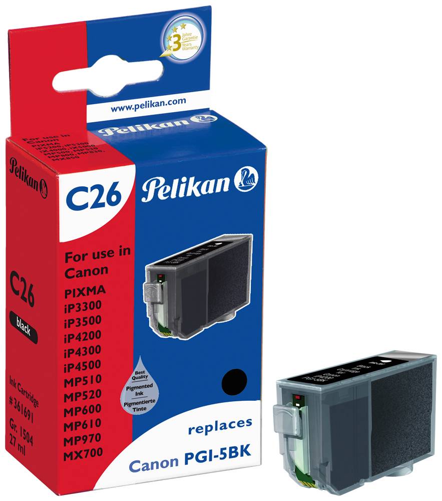 Pelikan C26 - 27 ml - Schwarz - kompatibel - Tintenpatrone (Alternative zu: Canon PGI 5Bk)