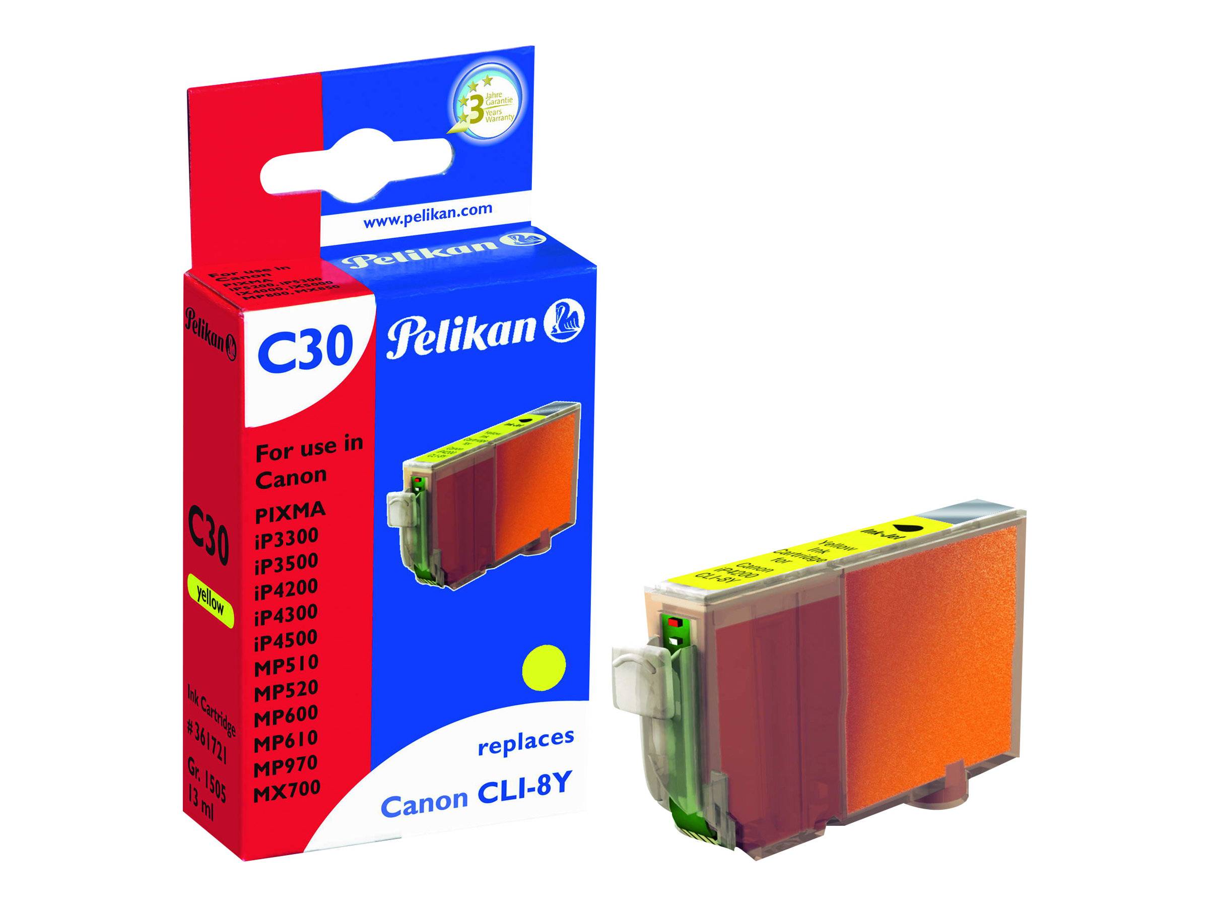 Pelikan C30 - 13 ml - Gelb - kompatibel - Tintenpatrone (Alternative zu: Canon CLI-8Y)