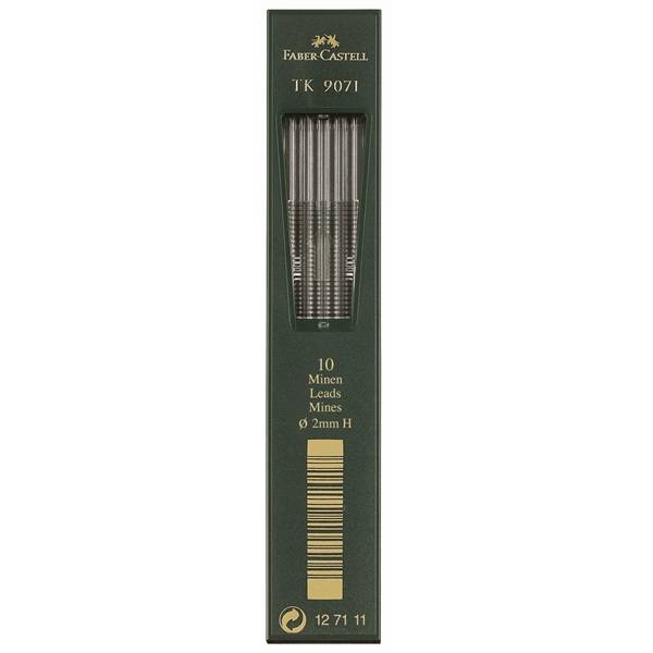FABER-CASTELL TK 9071 - Bleistiftmine - 2H - Intense Black - 2 mm (Packung mit 10)