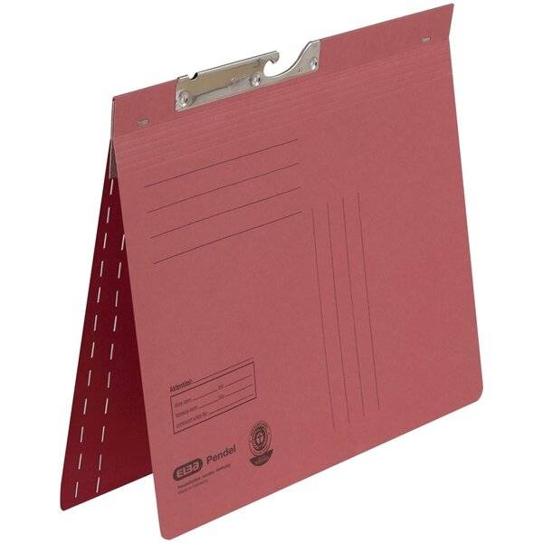 Rote Klappmappe mit Metallclip und linierter Vorderseite zum Halten von Dokumenten
