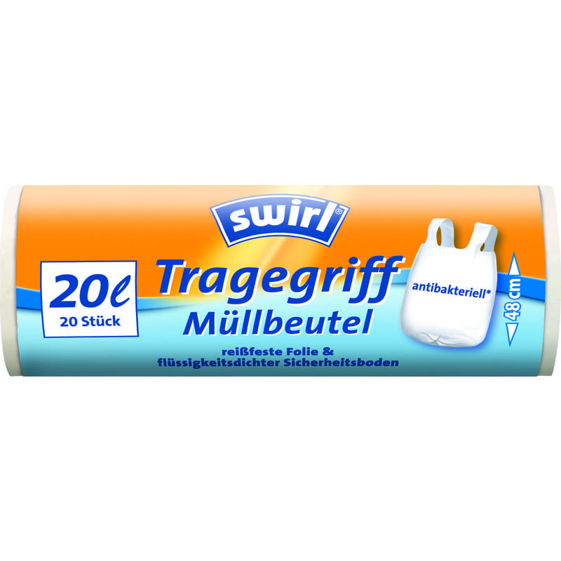 swirl Mülleimerbeutel, mit Tragegriff, weiß, 20 Liter