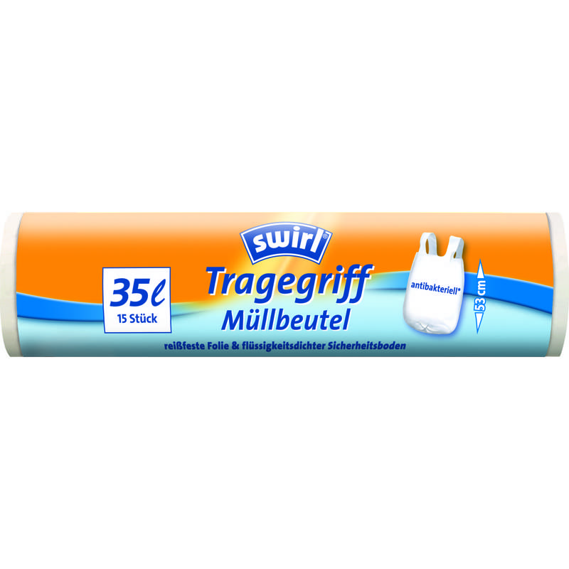 swirl Mülleimerbeutel, mit Tragegriff, transparent, 35 Liter