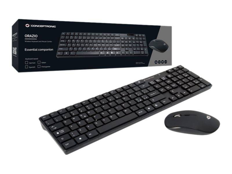 Kabelloses Tastatur- und Mausset mit Produktverpackung mit der Bezeichnung „Concepttronic Orazio