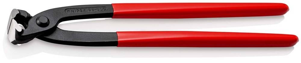 Nagelknipser mit rotem Griff und schwarzem Metallkörper auf weißem Hintergrund dargestellt.
