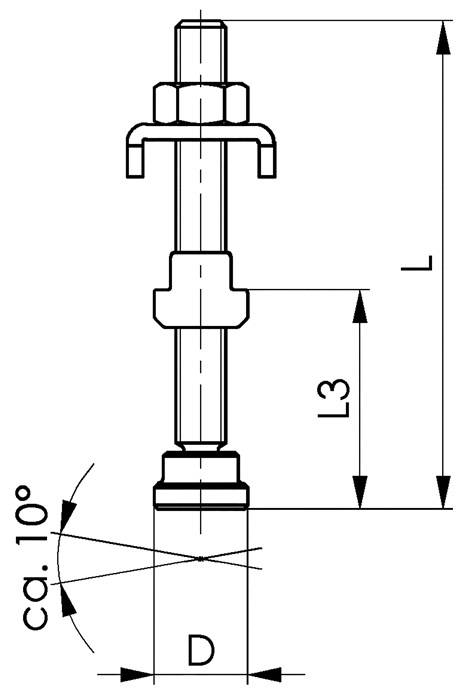 Andrückschraube Nr.6891 Gr.2 M6 L.50mm f.offene Haltearme m.Gelenk AMF