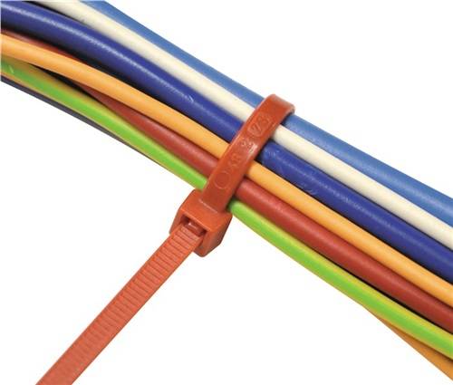 Kabelbinder L.280mm B.4,5mm PA rot,RAL 3000 n.UV-beständig 100St./Btl.SAPI SELCO