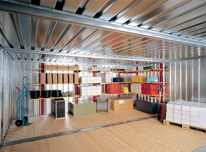 Lagerregal H2000xB1000xT500mm verz.m.2 Holzböden f.Materialcontainer