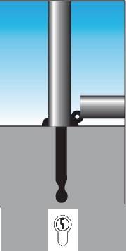 Sperrpfosten STA rot-weiß Kippbar,auf Bodenanker m.Spitzkappe